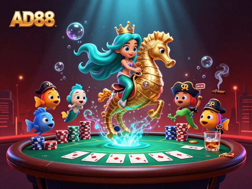 Win big at AD88 with exciting card games in a 3D underwater casino adventure.