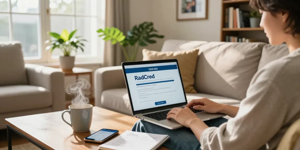 Individual exploring $200 loan with RadCred in a sunlit living room.