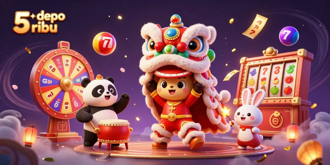 Experience thrilling gameplay with slot depo 5 ribu featuring animated lion dancers and vibrant casino elements.