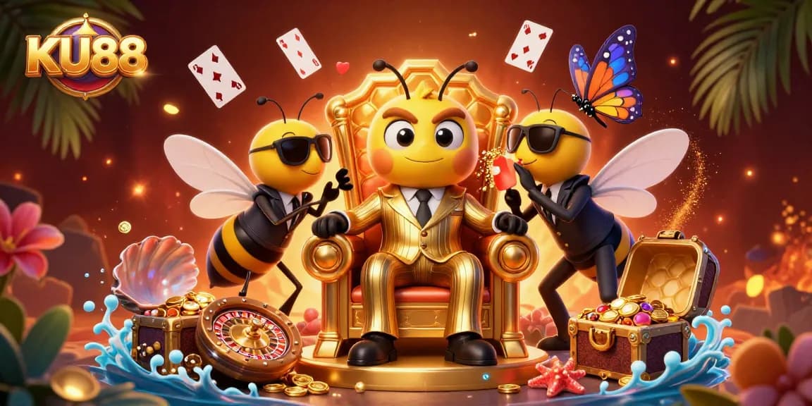 Spin and win big with KU88's exciting casino adventures featuring playful characters and vibrant gaming elements.