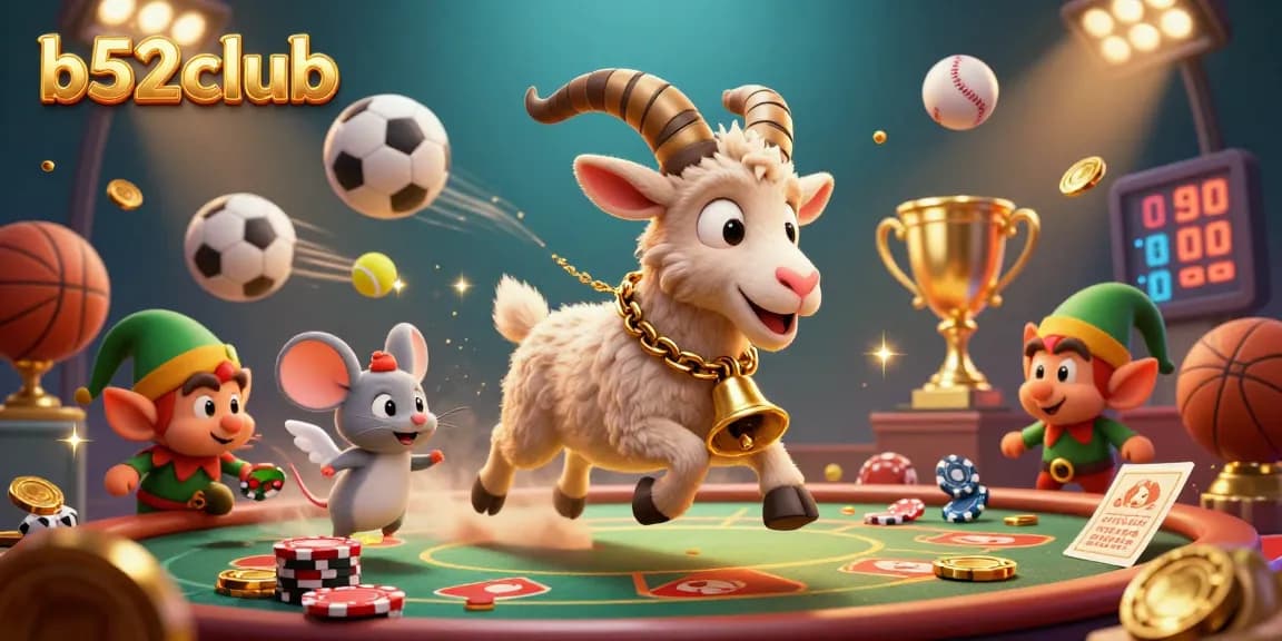 b52club thrills players with a vibrant 3D scene showcasing an engaging casino atmosphere filled with fun characters.