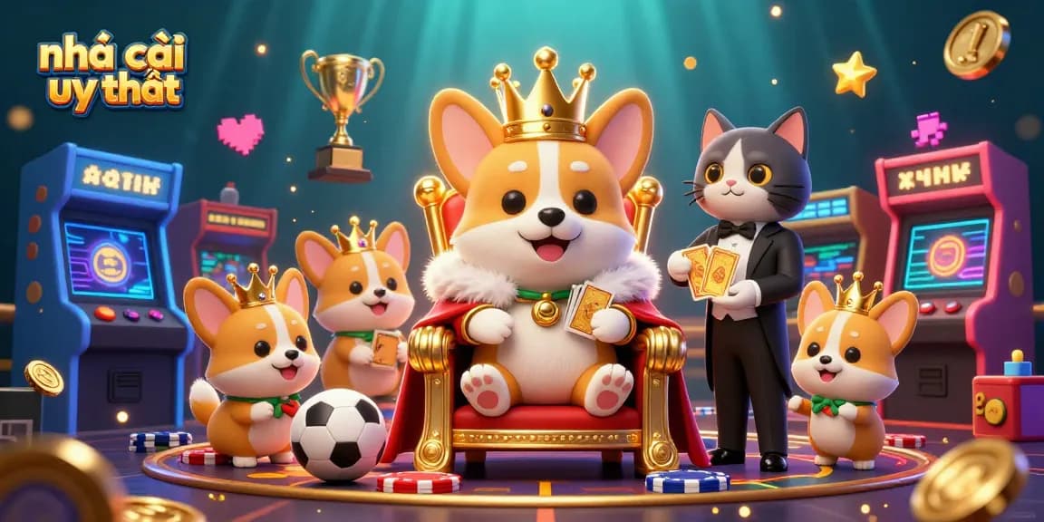 Engage with nhà cái uy tín showcasing vibrant sports betting characters and elements in a casino setting.