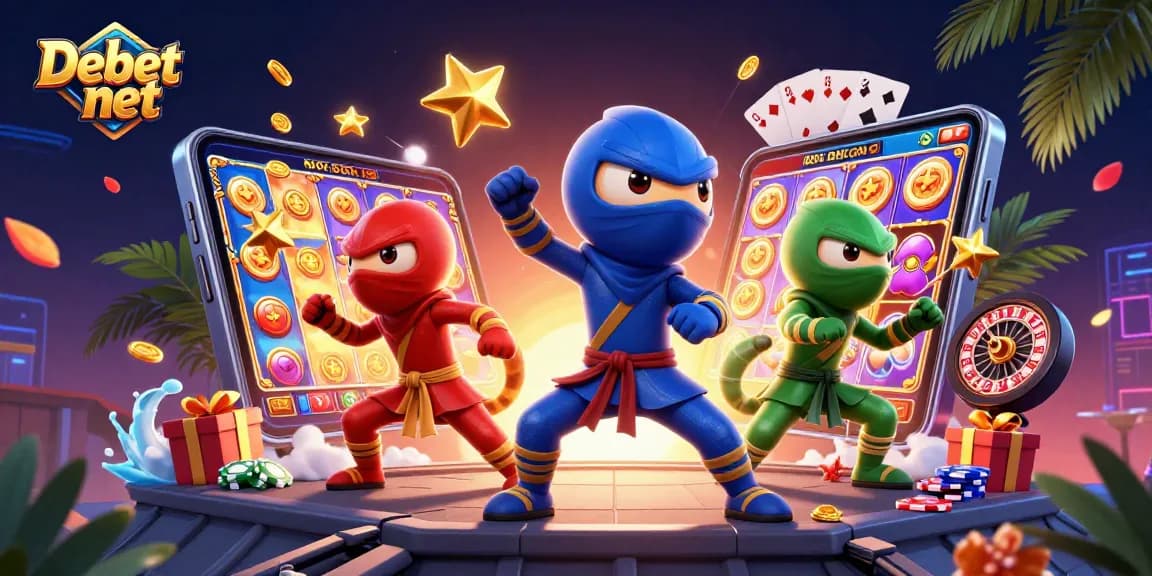 Experience vibrant gaming action at Debet net with colorful games and dynamic chameleon ninjas.
