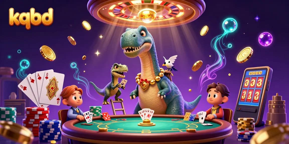 Experience thrilling matches with KQBD's real-time updates, showcasing wildlife in a vibrant casino scene.
