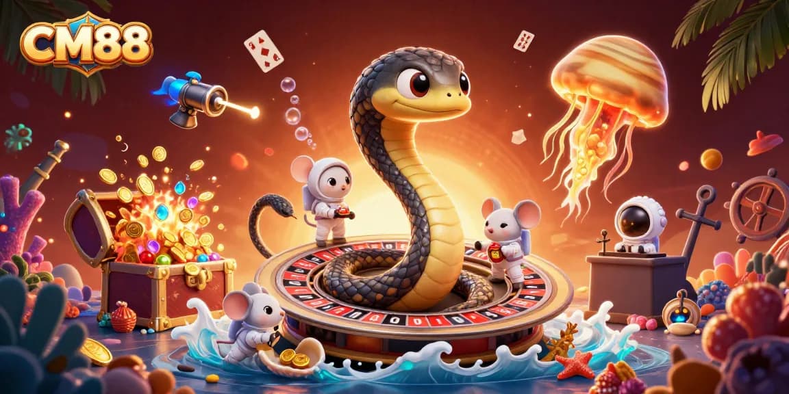 Engage in CM88-inspired betting with a cosmic casino scene featuring vibrant characters and elements.