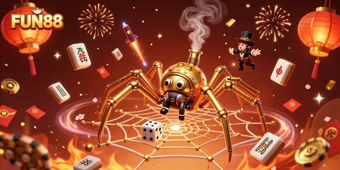 Catch the excitement with FUN88's vibrant casino world illustrated in a dynamic 3D scene.