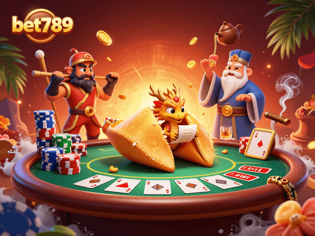 Experience thrilling gameplay with bet789 in a vibrant casino scene featuring golden fortune elements.