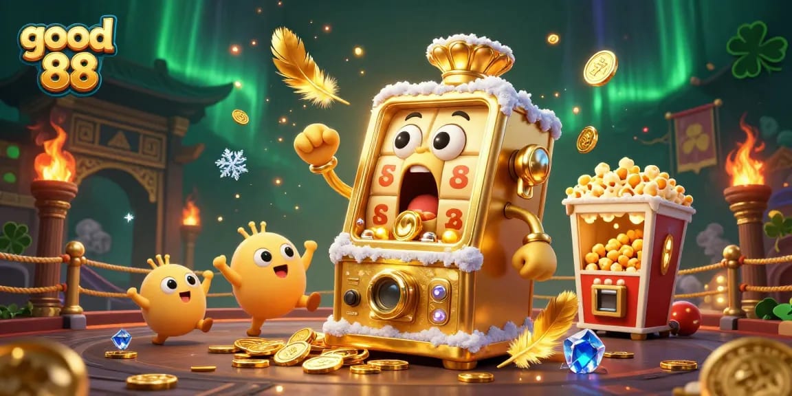 Experience the excitement of good 88 gaming with a thrilling jackpot scene featuring vibrant slot machines.