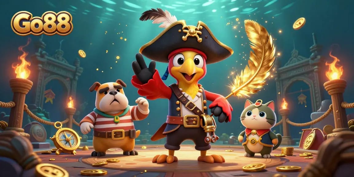 Experience thrills at Go88, a vibrant 3D pirate-themed casino with immersive game elements.