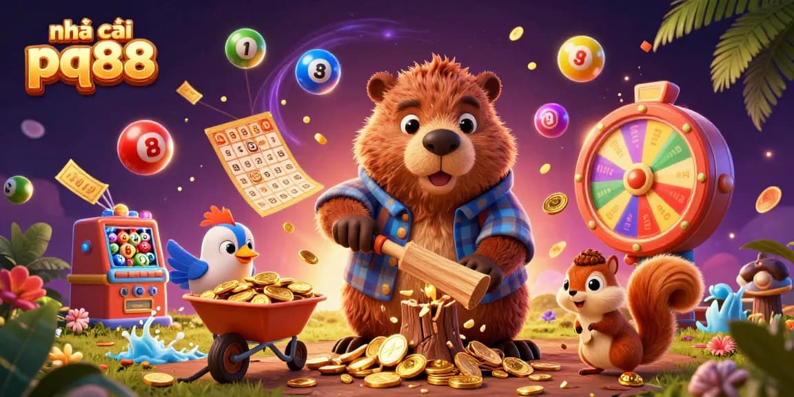 Experience thrilling moments with nhà cái pq88 as characters collect golden coins amidst exciting casino elements.