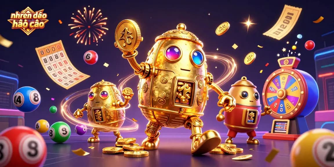 Engage with nhận định kèo nhà cái through dynamic visual of a golden golem surrounded by gambling elements.