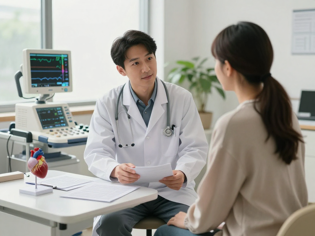 Best cardiologist in Abu Dhabi consulting with a patient in a modern clinic setting.