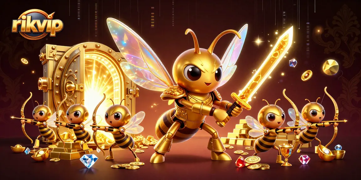Engage in thrilling gameplay at rikvip, featuring samurai hornet warriors among treasures in a dazzling casino.