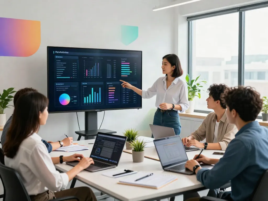 Engaged team strategizing Paid Ads Management in a modern digital marketing workspace.