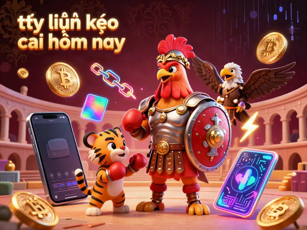 Experience the excitement of tỷ lệ kèo nhà cái hôm nay in this vibrant 3D illustration with gambling elements.