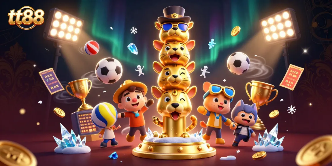 tt88 showcases thrilling sports betting fun with a lively 3D casino scene and vibrant character design