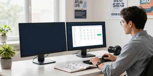 Professional workspace illustrating instant indexing strategies in digital marketing.
