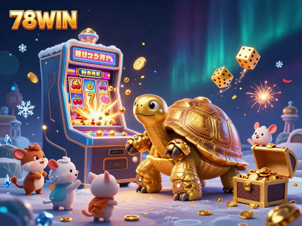 Engage with exciting 78WIN games featuring gold coins, slot machines, and vibrant casino scenes.