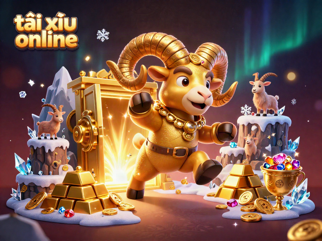 Experience the excitement of tài xỉu online with vibrant golden elements and animated characters.
