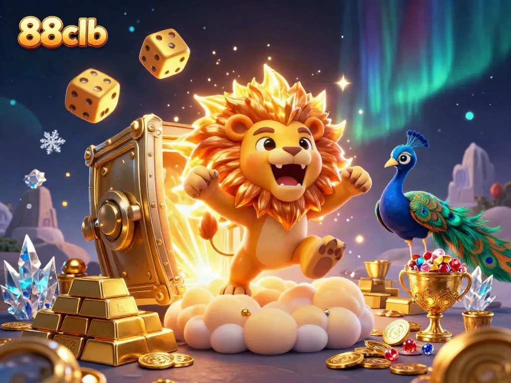 Experience thrilling gameplay with 88clb as the golden lion roars amidst treasures and games.
