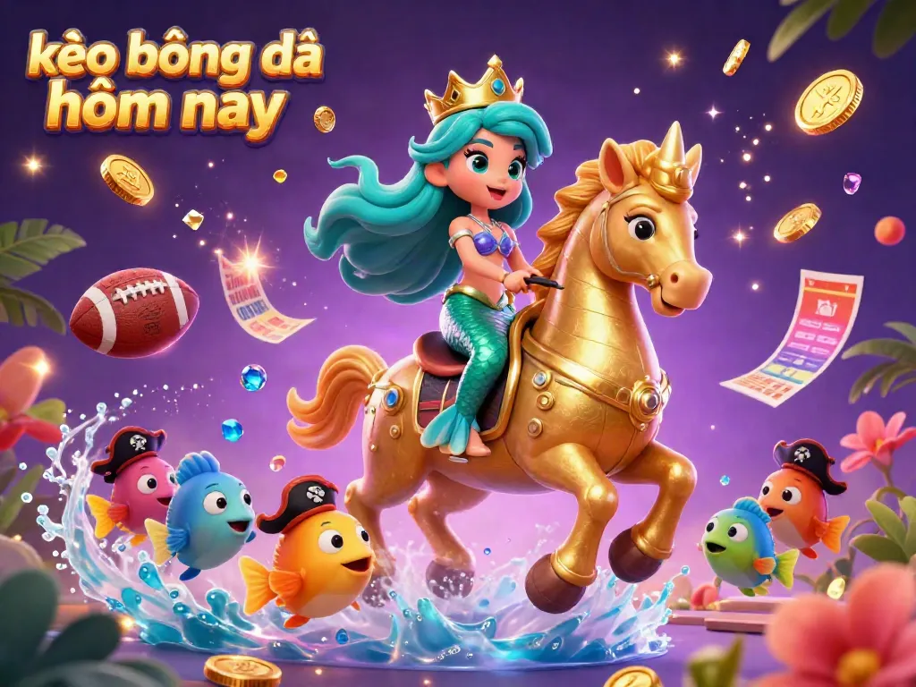 Experience thrilling sports betting action with kèo bóng đá hôm nay in this vibrant 3D illustration.