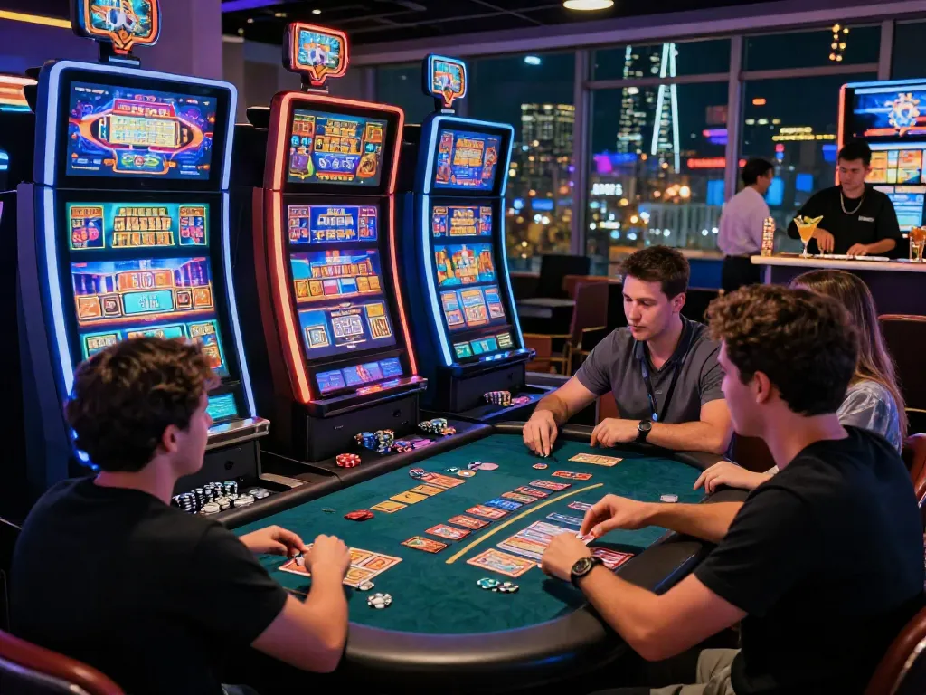 Players enjoying games at casinos that accept credit cards in a vibrant online casino setting.
