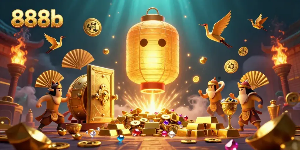 Join the excitement with 888b in a vibrant, magical casino scene full of winners and treasures.