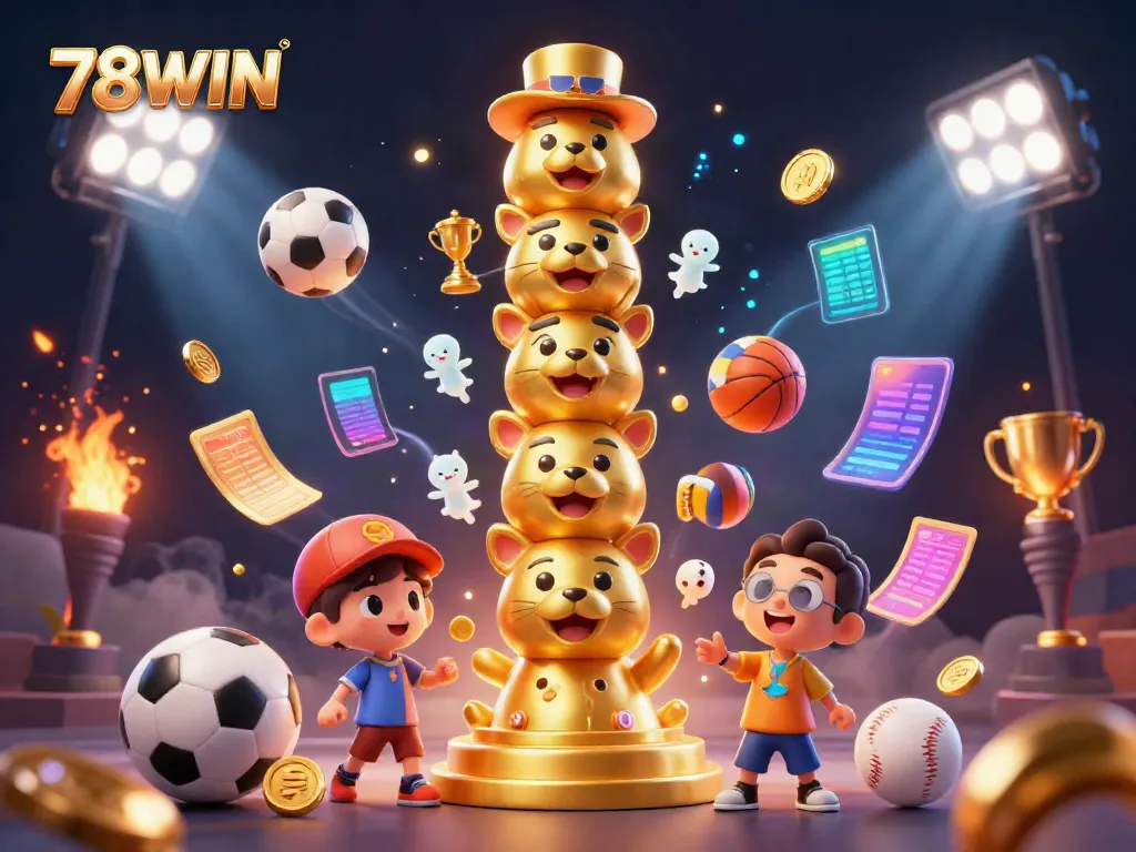 Experience the thrilling atmosphere of 78WIN with vibrant gaming elements and a dynamic golden totem.