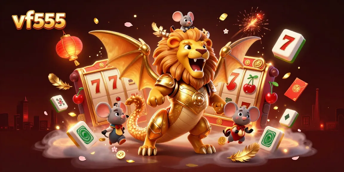 Engage in thrilling slot action with vf555, where a golden chimera and mouse jockey lead the adventure.