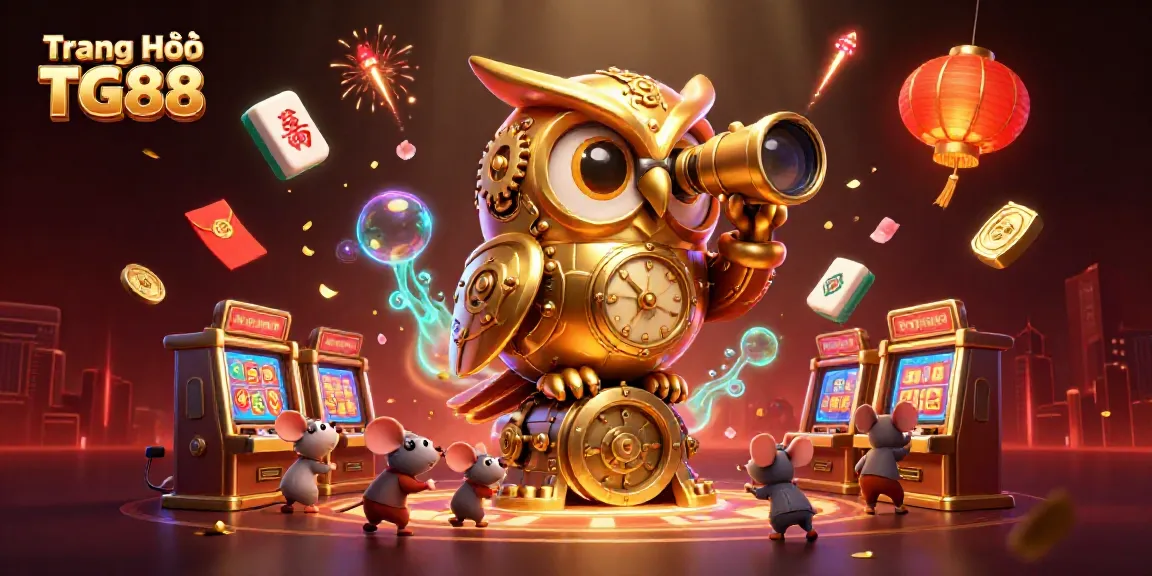 Engage in the thrilling world of Trang Chủ TG88 with an energetic casino scene featuring whimsical characters and colorful elements.