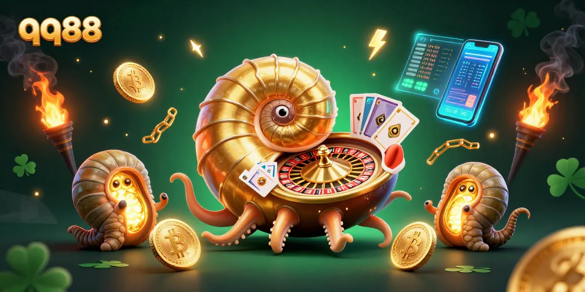 Experience thrilling gameplay with qq88 as the ancient nautilus roulette wheel and glowing golden cards come alive.