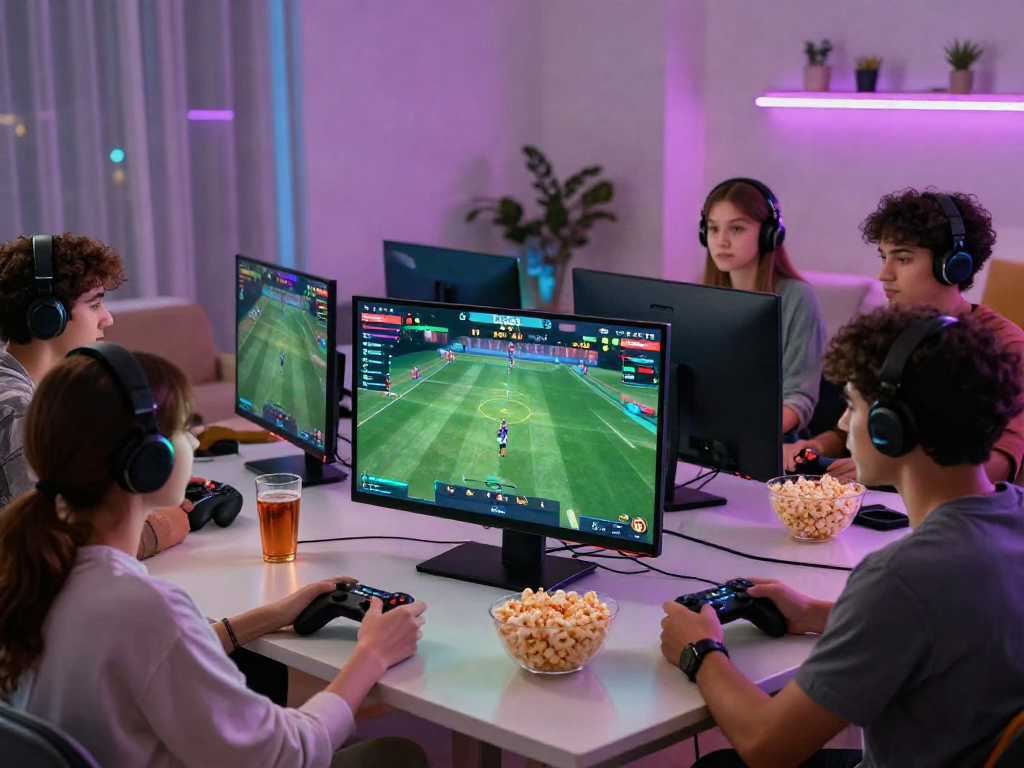 Friends enjoying online gaming experience with DA88 platform in a cozy setting