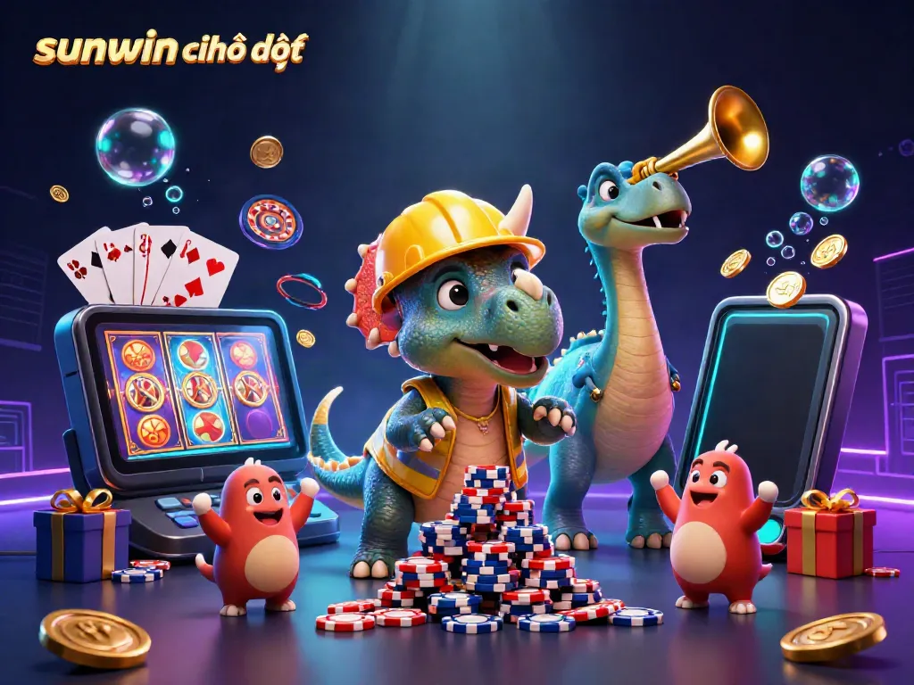 Engage with sunwin chính thức: Join the vibrant casino scene with triceratops, poker chips, and exciting games