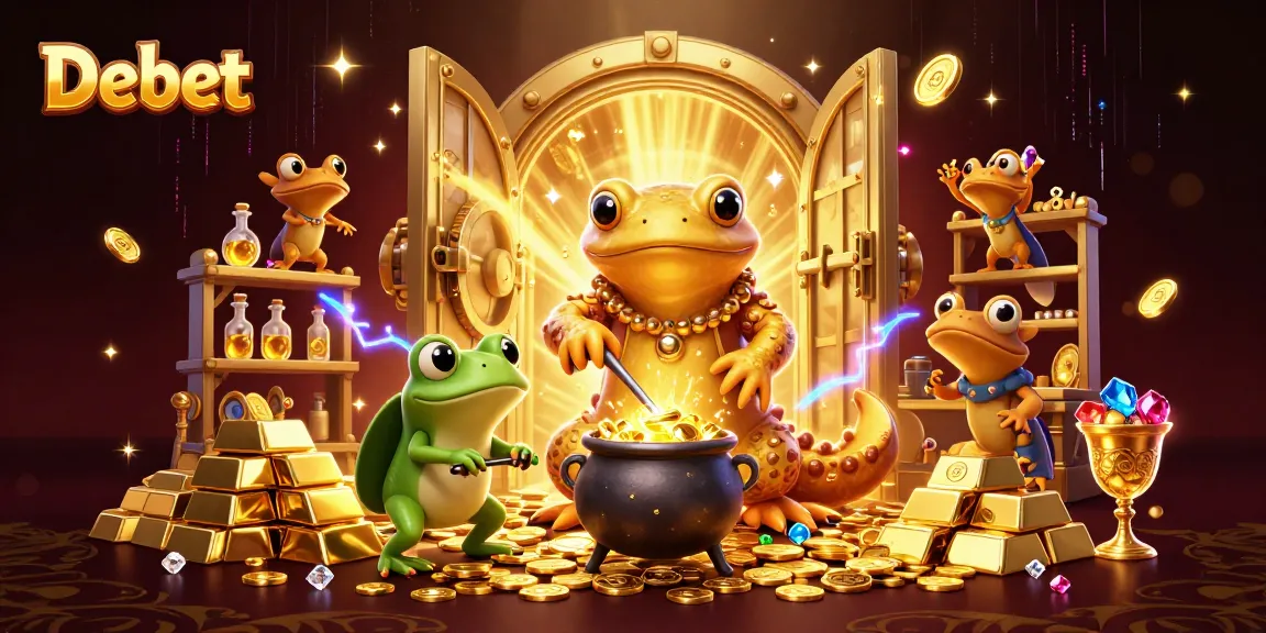 Debet showcases an enchanting alchemist scene where gold coins magically transform, creating excitement in gambling.
