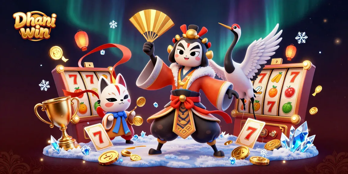 Dhani win engages players with vibrant slot game elements and unique characters in a festive casino atmosphere.