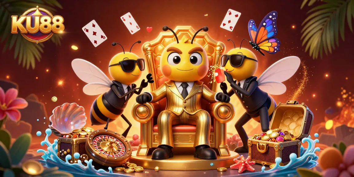 Spin and win big with KU88's exciting casino adventures featuring playful characters and vibrant gaming elements.