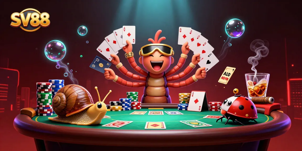 SV88 dealers showcase poker excitement in a dynamic casino scene with vibrant elements.