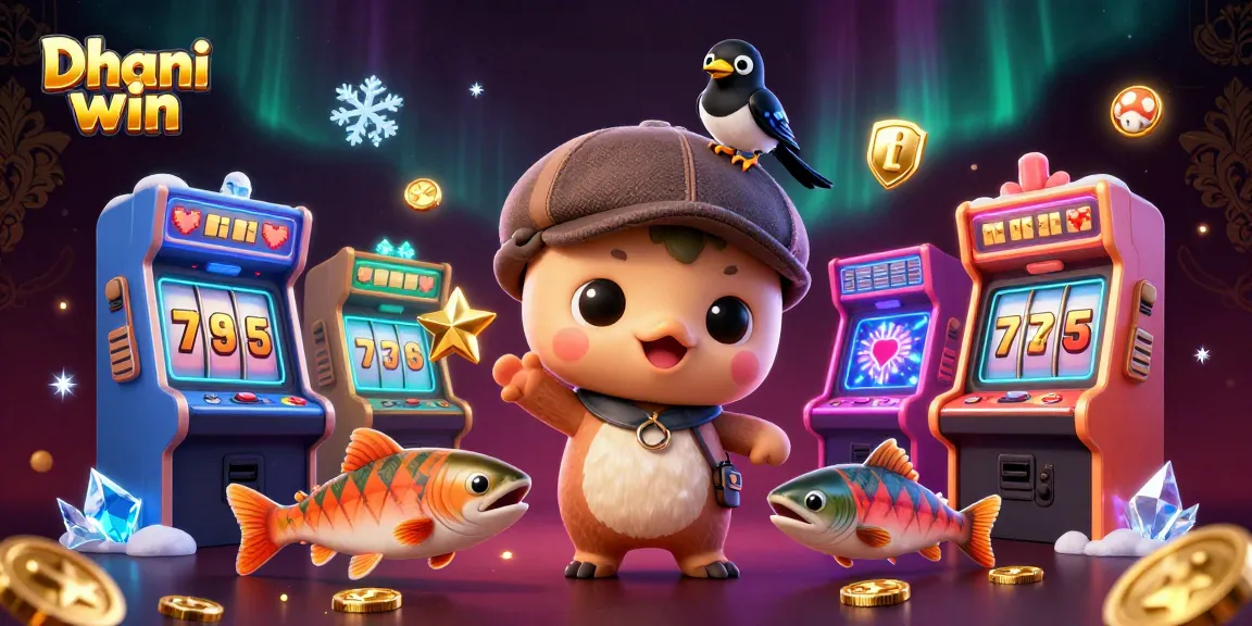 Dhani win gaming scene showcases playful characters and vibrant slots, attracting players with excitement.