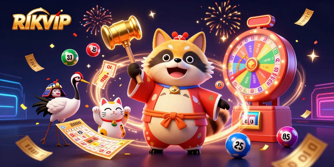 Play lucky games with RIKVIP, featuring vibrant characters and exciting casino elements